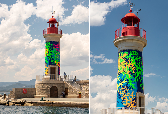 Miguel Chevalier, Coraux Fractals 1, phare de Saint-Tropez, 2021. Crédit photos : Marc de Delley