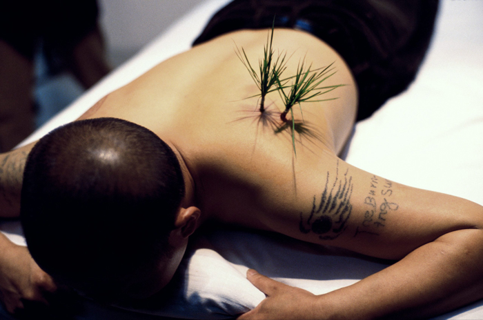 Yang Zhichao, Planting Grass, 2000, performance