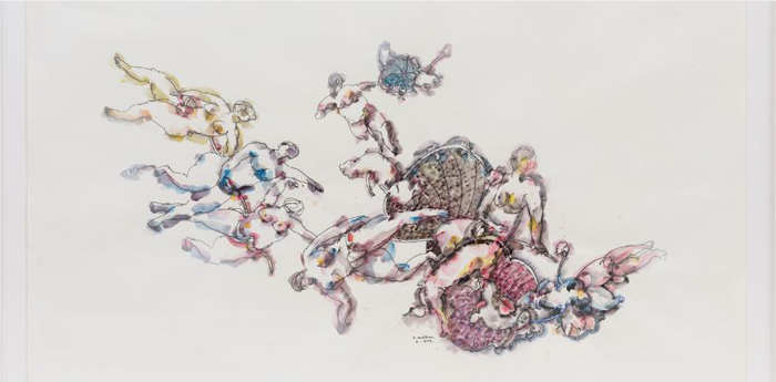 Ernest Breleur sans titre, 2013, Série L'origine du monde, collage, feutre sur papier, 75 x 110 cm, copyright Aurélien Mole, Courtesy galerie Ceysson & Bénétière