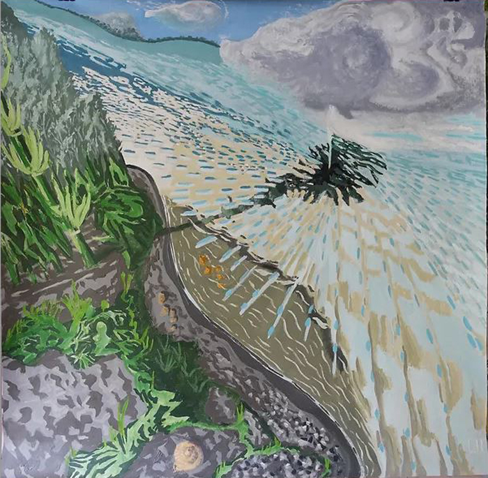 David Tresmontant, Les respirations de l'eau 2. Huile sur toile 80 x 80 cm
