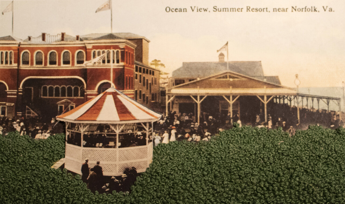 Heather Beardsley, Strange Plants, Kyiv, 2020. Collage and embroidery on found textile. © Heather Beardsley.